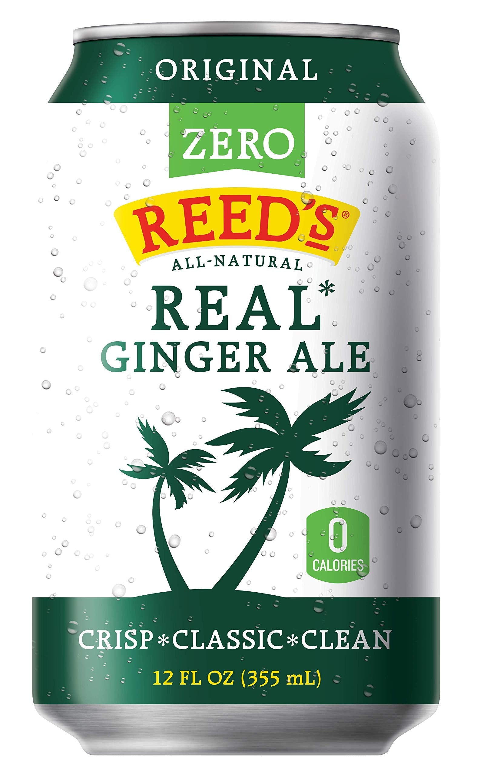 Product image of Reed's Zero Sugar Real Ginger Ale All-Natural Classic Ginger Ale Made Real Ginger can 12 oz 12 oz Pack of 8